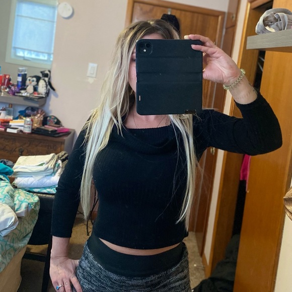 Comfy Black Knit Cowl Neck Sweater Buffalo David Bitton - Picture 5 of 9